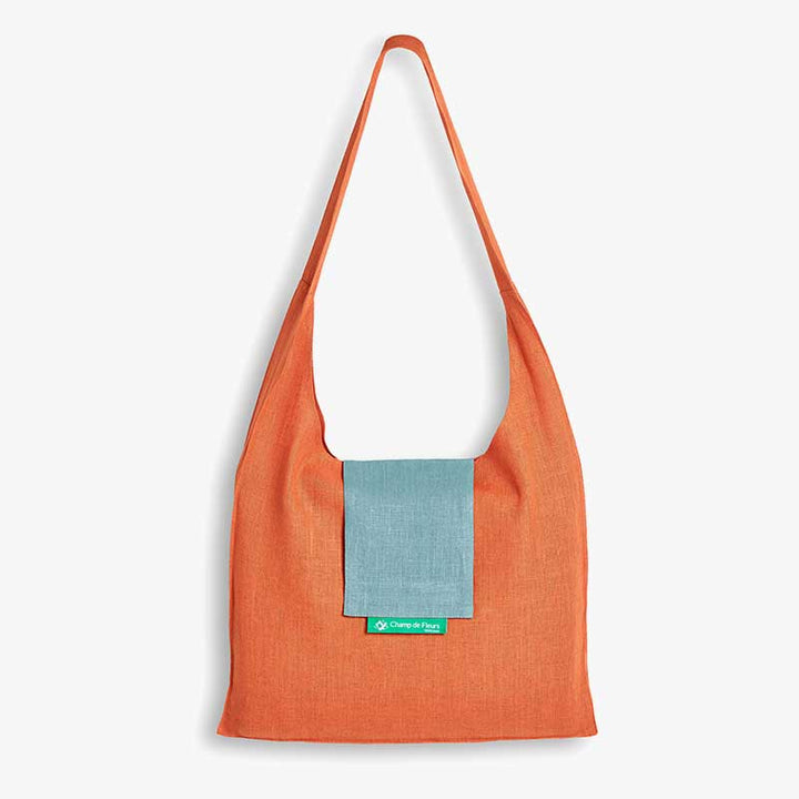Sac orange vif avec rabat bleu – couleur Orange/Bleu

