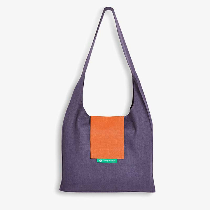Sac en lin mauve avec rabat orange – couleur Mauve/Orange

