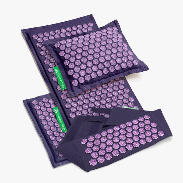 Set d’acupression Deluxe Champ de Fleurs en mauve avec fleurs lotus violettes, idéal pour détendre le dos, la nuque et la colonne vertébrale

